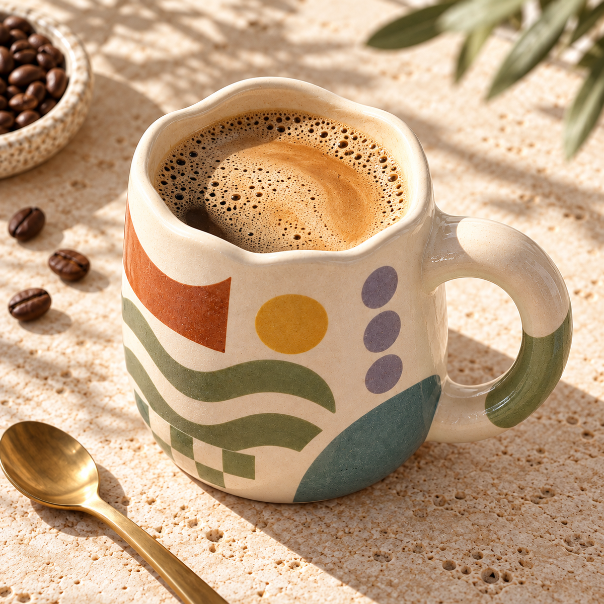 Healvival® Earthen Geo Vintage Geometric Coffee Mug