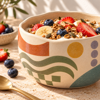 Healvival® Earthen Geo Breakfast Cereal Bowl