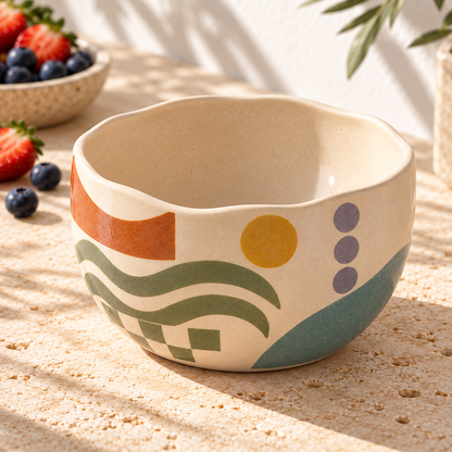 Healvival® Earthen Geo Breakfast Cereal Bowl