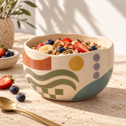 Healvival® Earthen Geo Breakfast Cereal Bowl