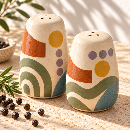 Healvival® Earthen Geo Salt & Pepper Shaker Set