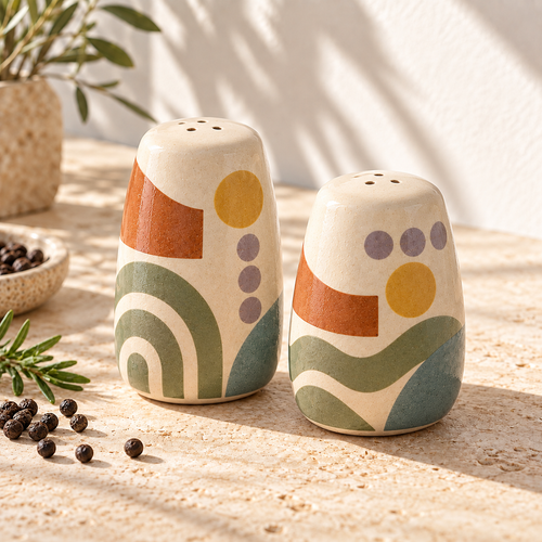 Healvival® Earthen Geo Salt & Pepper Shaker Set