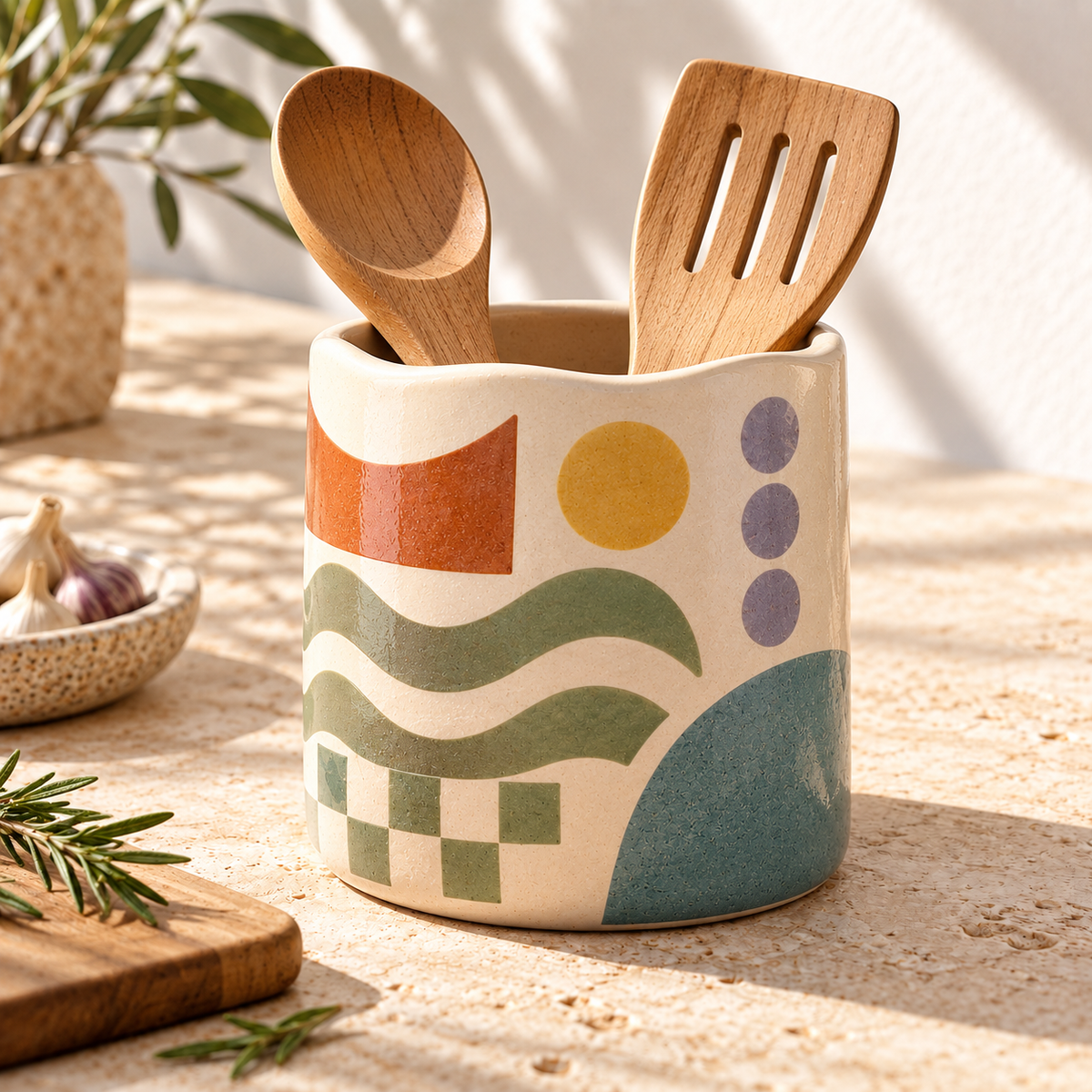 Healvival® Earthen Geo Kitchen Utensil Holder