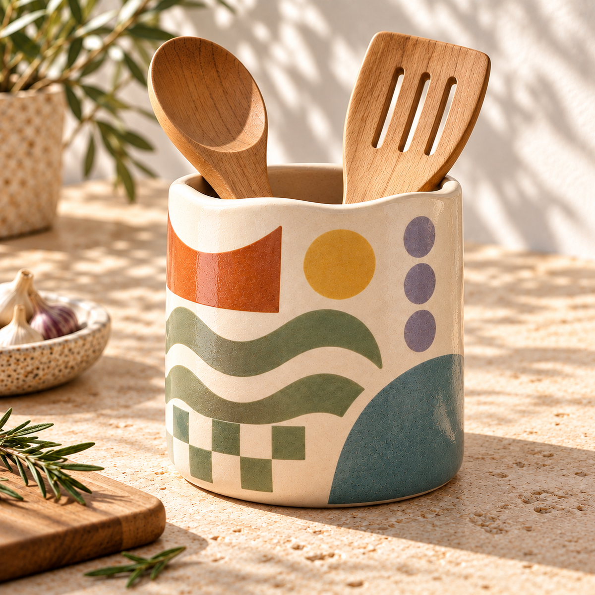 Healvival® Earthen Geo Kitchen Utensil Holder